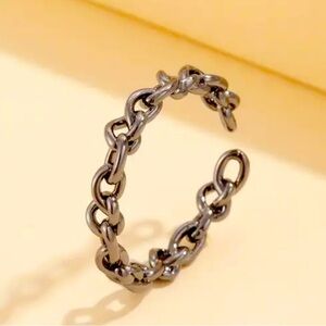 3/$25 Black Irregular Chain Link Open Ring  Size is Adjustable Unisex Metal Goth